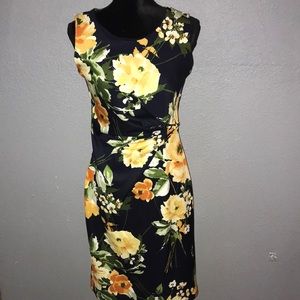 Enfocus studio blue and yellow floral dress